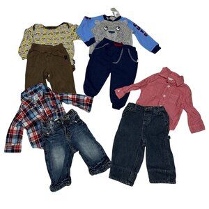 Baby Clothes Lot 8 Pc Bundle Fall Winter Jeans Shirt Pant Matching Sets 6-9 M